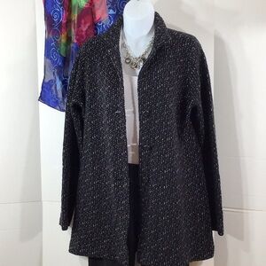 Damask button front cashmere blend sweater L